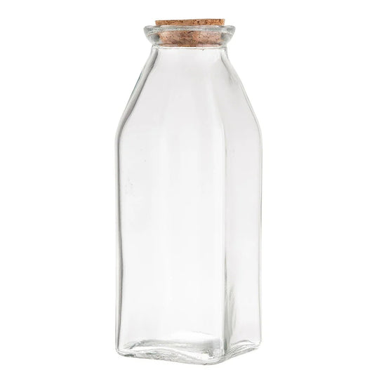 Custom Milk Bottle - Personalized Engraved Milk Bottle 11.75oz Square Glass with Cork Top - Custom Gifts for Her.