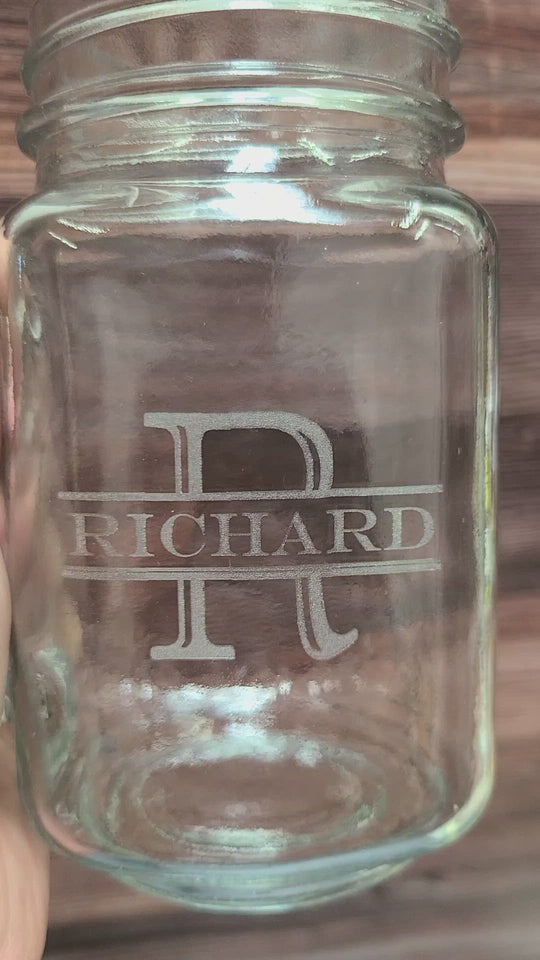 Taza Mason Jar - Tarro Mason personalizado grabado de 16 oz