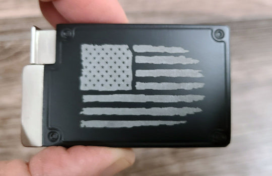 Engraved Cigar Lighter with Distressed American Flag - JetLine Roggo Double Flame Torch Lighter. Gifts for Cigar Lovers.