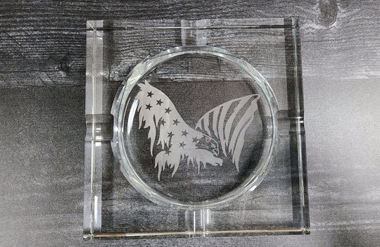 Engraved Large Heavy Crystal Cigar Ashtray