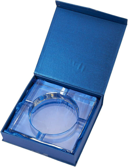 Engraved Large Heavy Crystal Cigar Ashtray