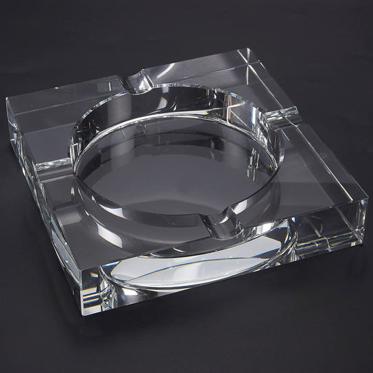 Engraved Large Heavy Crystal Cigar Ashtray