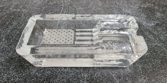 Engraved Large Heavy Glass Cigar Ashtray