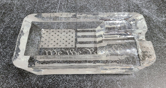 Engraved Large Heavy Glass Cigar Ashtray