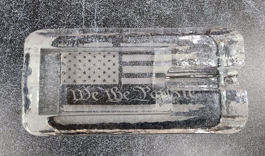Engraved Large Heavy Glass Cigar Ashtray