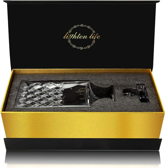 Engraved Whiskey Decanter Personalized - Diamond Pattern Cut 29oz Premium Whiskey Crystal Glass Decanter, Stopper in Box