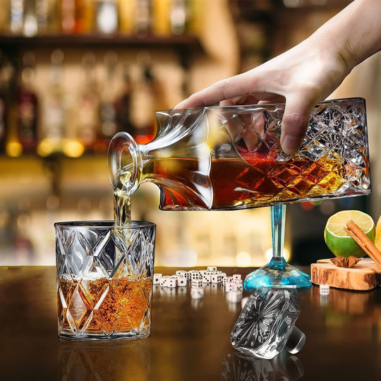 Engraved Whiskey Decanter Personalized - Diamond Pattern Cut 29oz Premium Whiskey Crystal Glass Decanter, Stopper in Box