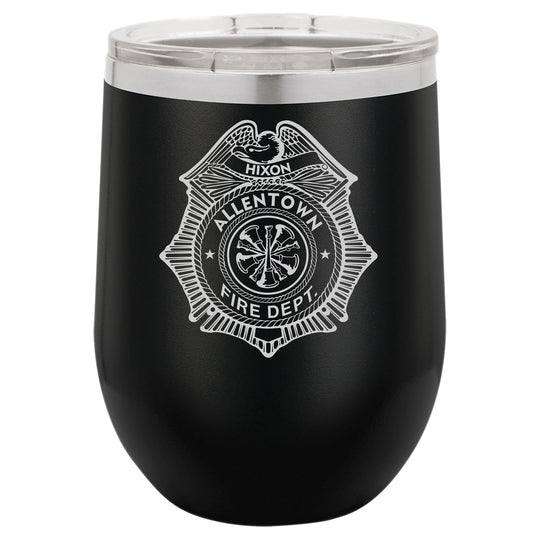 Firefighter Badge Gift - 12oz 15oz or 20oz Insulated Tumbler - Personalized Engraved with Custom Fireman Badge Gift