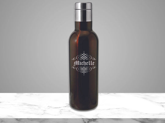 Flask - Hot Cold Coffee Wine Water Engraved 26 oz Wine Carafe Water Bottle with Lid. Unique Housewarming Gifts for Home.