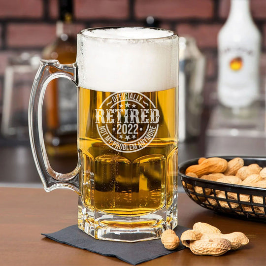 Happy Retirement - Custom Beer Mug Engraved 1-Liter 33.8oz Not My Problem