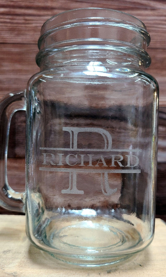 Mason Jar Mug - Engraved 16oz Custom Mason Jar