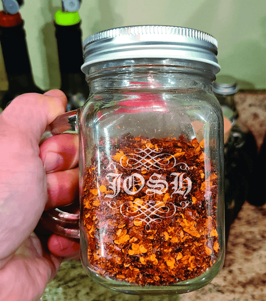 Mason Jar Spice Shaker with Handle and Lid Swirls