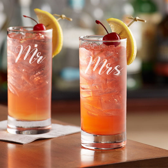 Mr and Mrs Wedding Glasses - Engraved Collins Glasses Albertyna