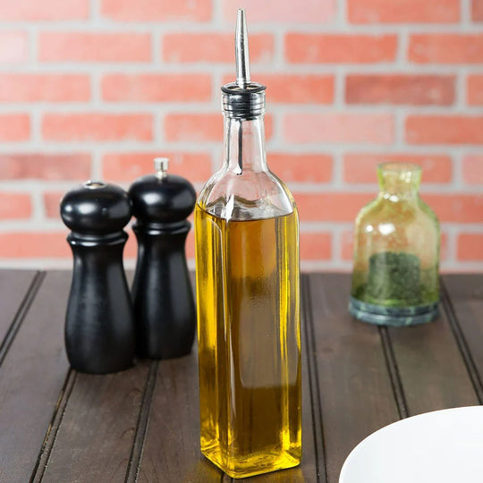 Oil and Vinegar Cruet with Pourer. Custom Personalized Engraved 16oz Cruet. Unique Custom Gifts for Kitchen.