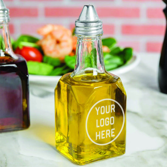 Oil and Vinegar Cruet with Pourer. Custom Personalized Engraved 6oz or 16oz Cruet. Unique Custom Gifts for Kitchen.