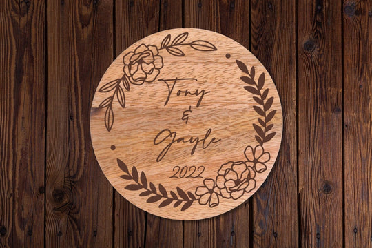 Personalized Coaster Set - Set of Four and Caddy Names and Year