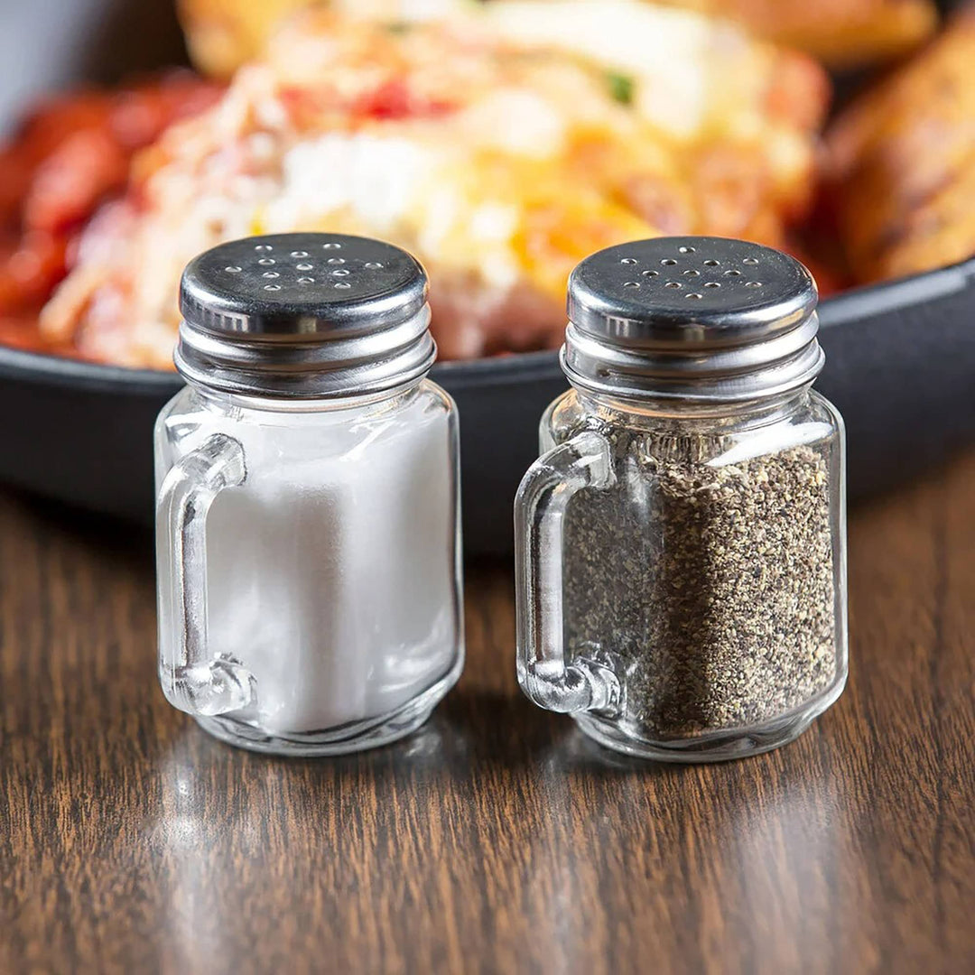 Salt and Pepper Shaker Set - Mason Jars with Handle, Lid