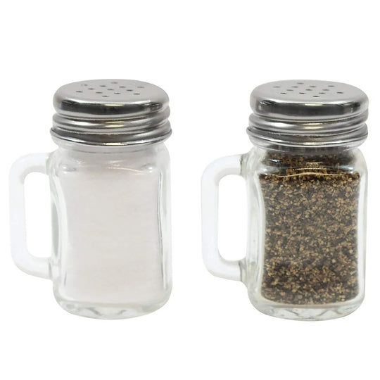 Salt and Pepper Shaker Set - Mason Jars with Handle, Lid
