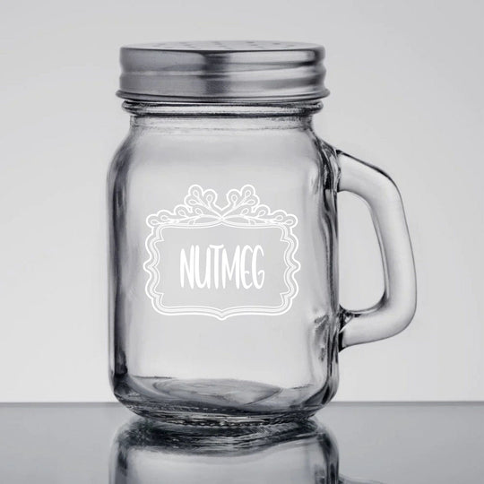 Spice Shaker 4.75oz Mason Jar with Handle Nutmeg