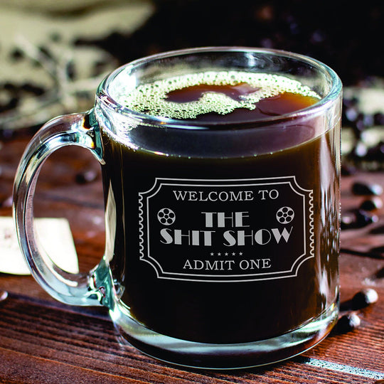 Welcome to the Shit Show - Custom Coffee Mug with Handle Engraved Shitshow Coffee Mug with Handle. Funny coworker gift.