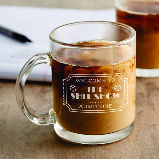Welcome to the Shit Show - Custom Coffee Mug with Handle Engraved Shitshow Coffee Mug with Handle. Funny coworker gift.
