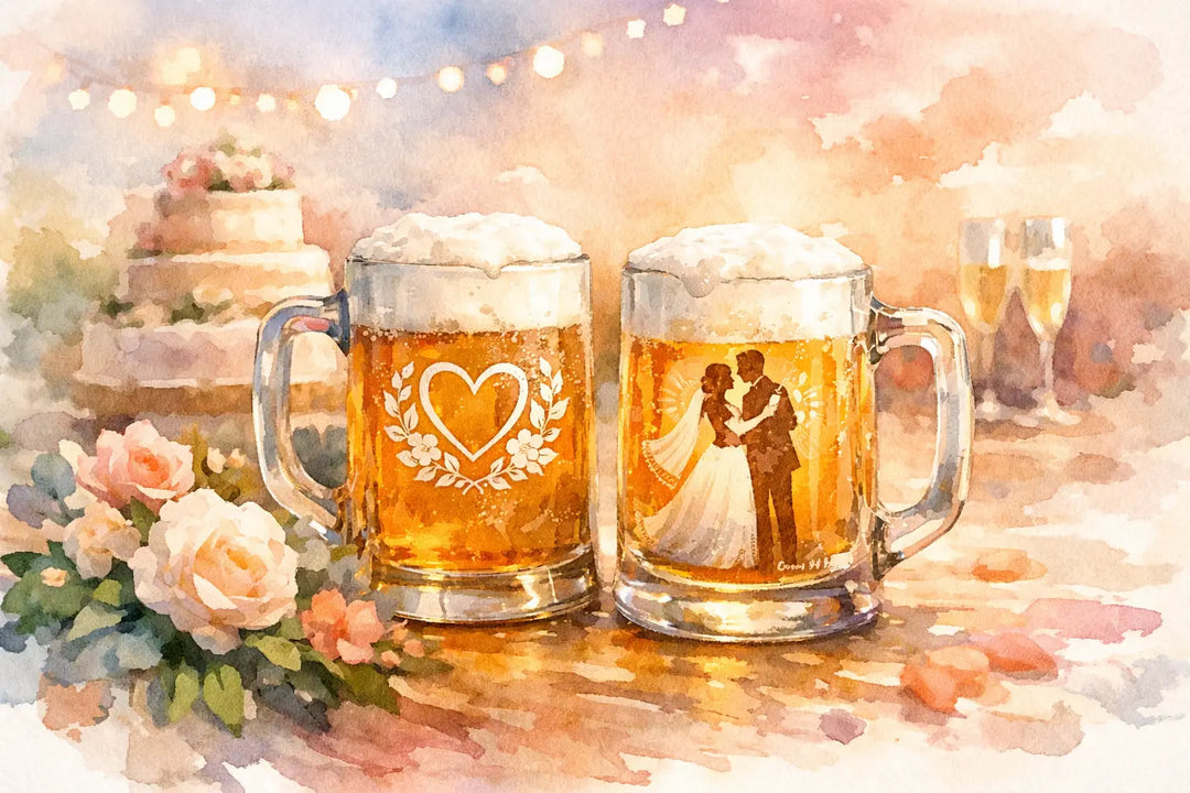 Custom Wedding Beer Mugs Guests Will Keep