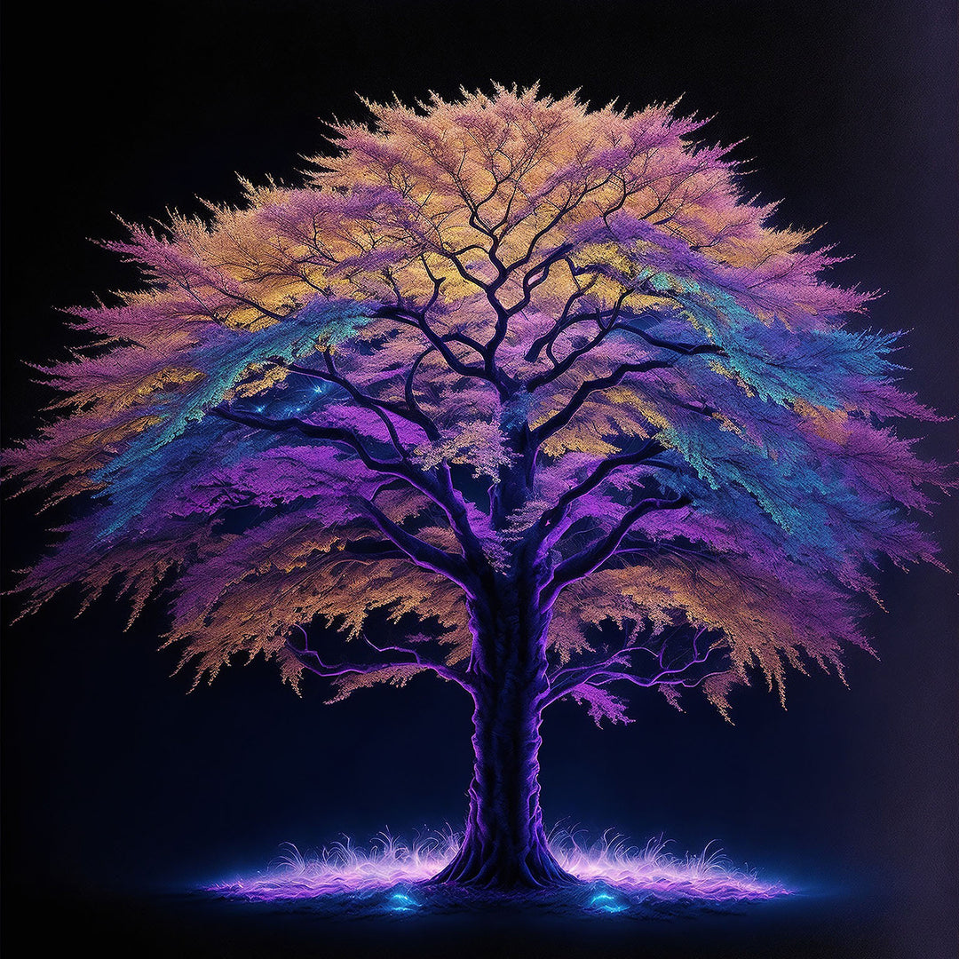 Art d'arbres colorés : célébrer la palette de la nature à travers des toiles vibrantes