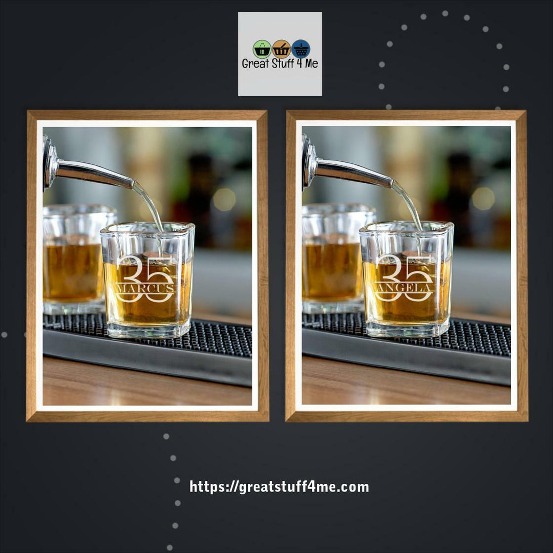 35th Birthday Gifts - Square 2oz Shot Glass by@Outfy