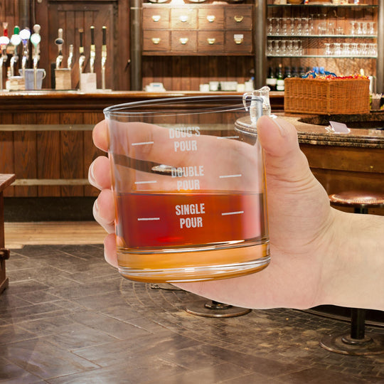 Engraved Pour Marks Whiskey Glass