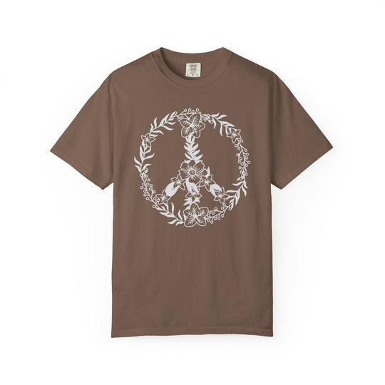 Peace Sign BOHO Floral Heart T-Shirt | Fall Flowers &amp; Hearts Comfort Colors® Tee for Women