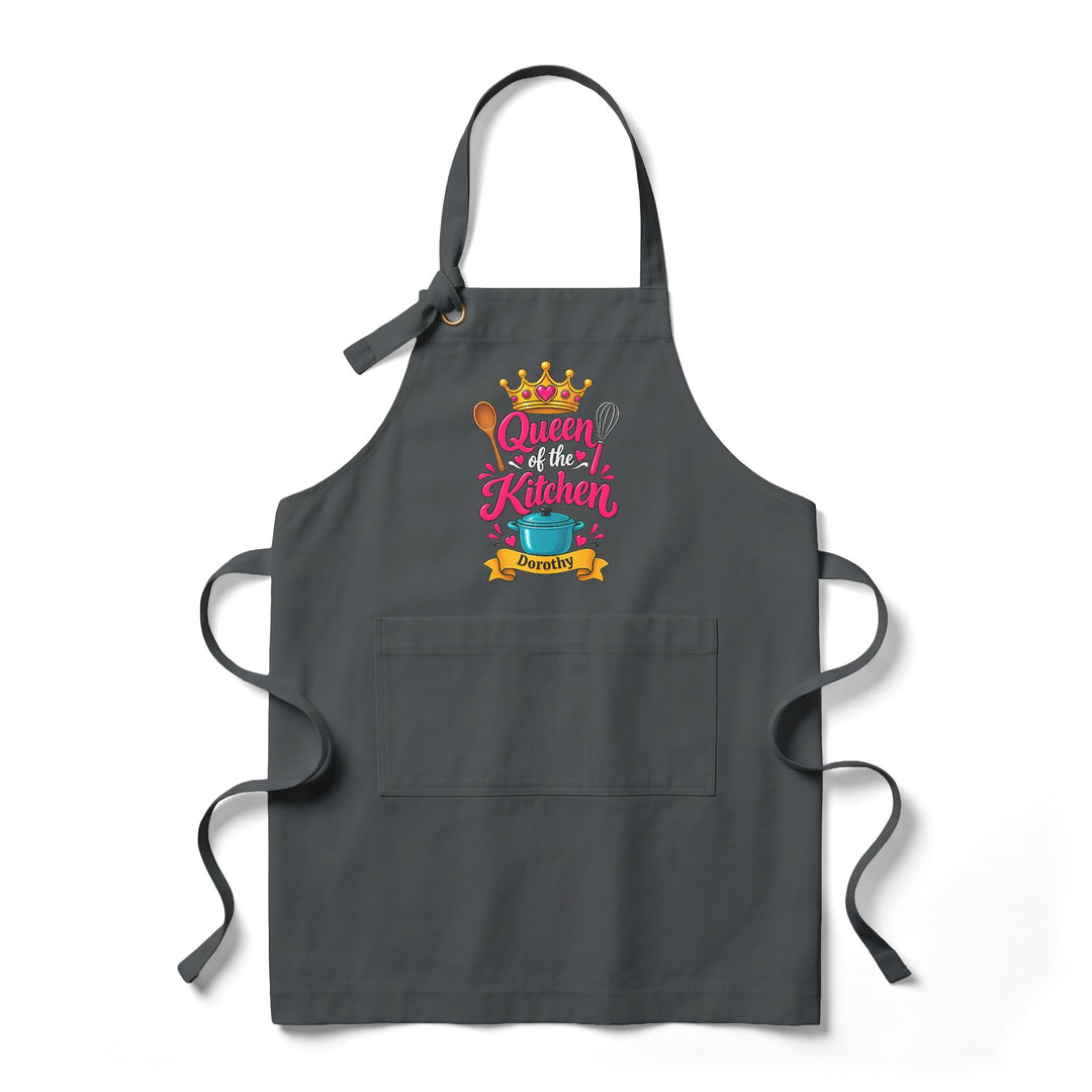 Personalized Queen of the Kitchen Apron with Crown and Utensils | Custom Name Apron | Christmas Gift for Her