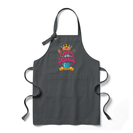 Personalized Queen of the Kitchen Apron with Crown and Utensils | Custom Name Apron | Christmas Gift for Her
