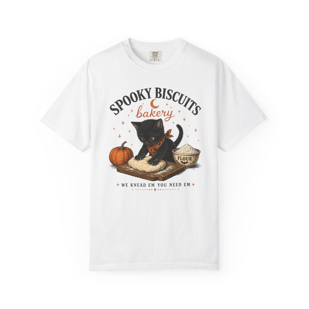 Funny Fall Spooky Biscuits T-Shirt | Cat Lovers Trendy Fall Shirt with "We Knead Them, You Need" Them Slogan
