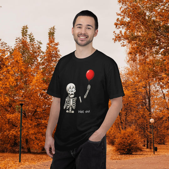 Funny Fall Skeleton and Balloon T-Shirt | Unisex Comfort Colors® Tee