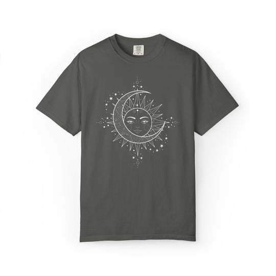 Celestial Boho Moon &amp; Sun Line T-Shirt | Mystical Spiritual Graphic Tee