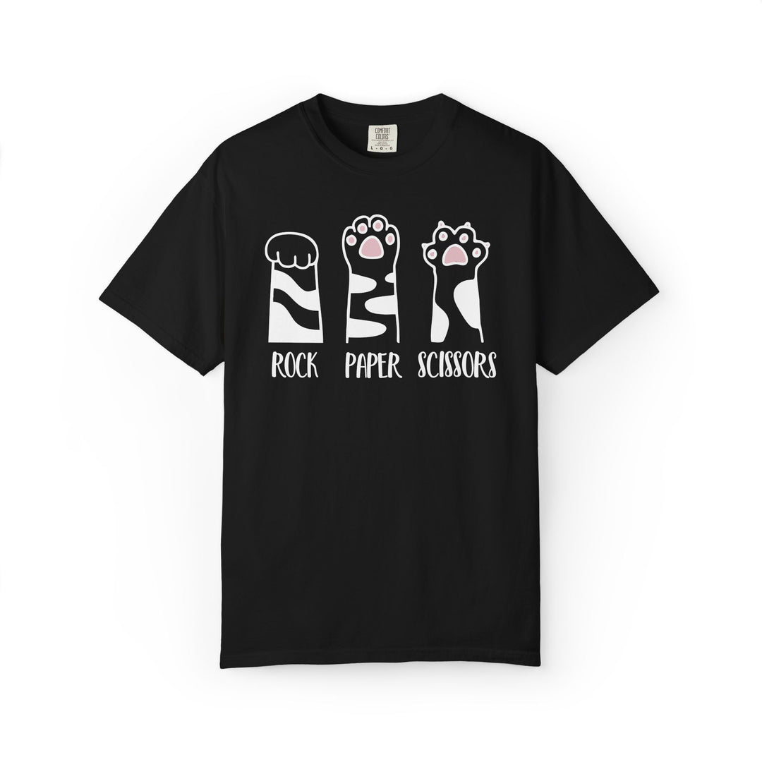 Rock Paper Scissors Cat T-Shirt | Funny Cat Lover Shirt with Cat Paws