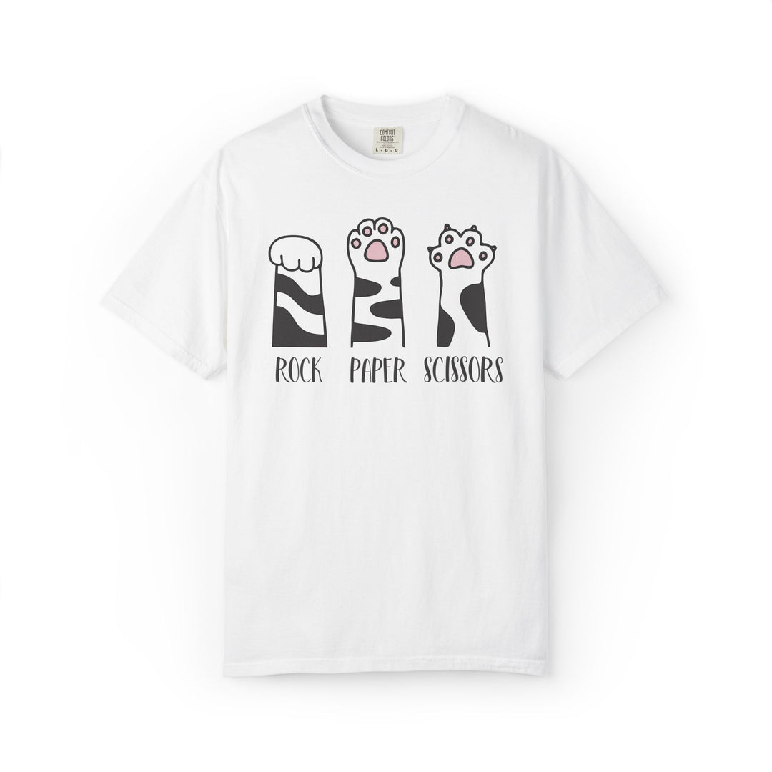 Rock Paper Scissors Cat T-Shirt | Funny Cat Lover Shirt with Cat Paws