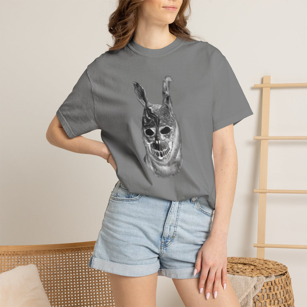 Mad World Donnie Darko Inspired Distorted Rabbit Skull T-Shirt | Dark Surreal Bunny Graphic
