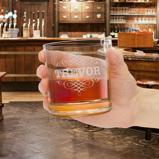Engraved Whiskey Glass Gift | Personalized Rocks Glass with Name | 10.5 oz Glass for Whiskey Lovers