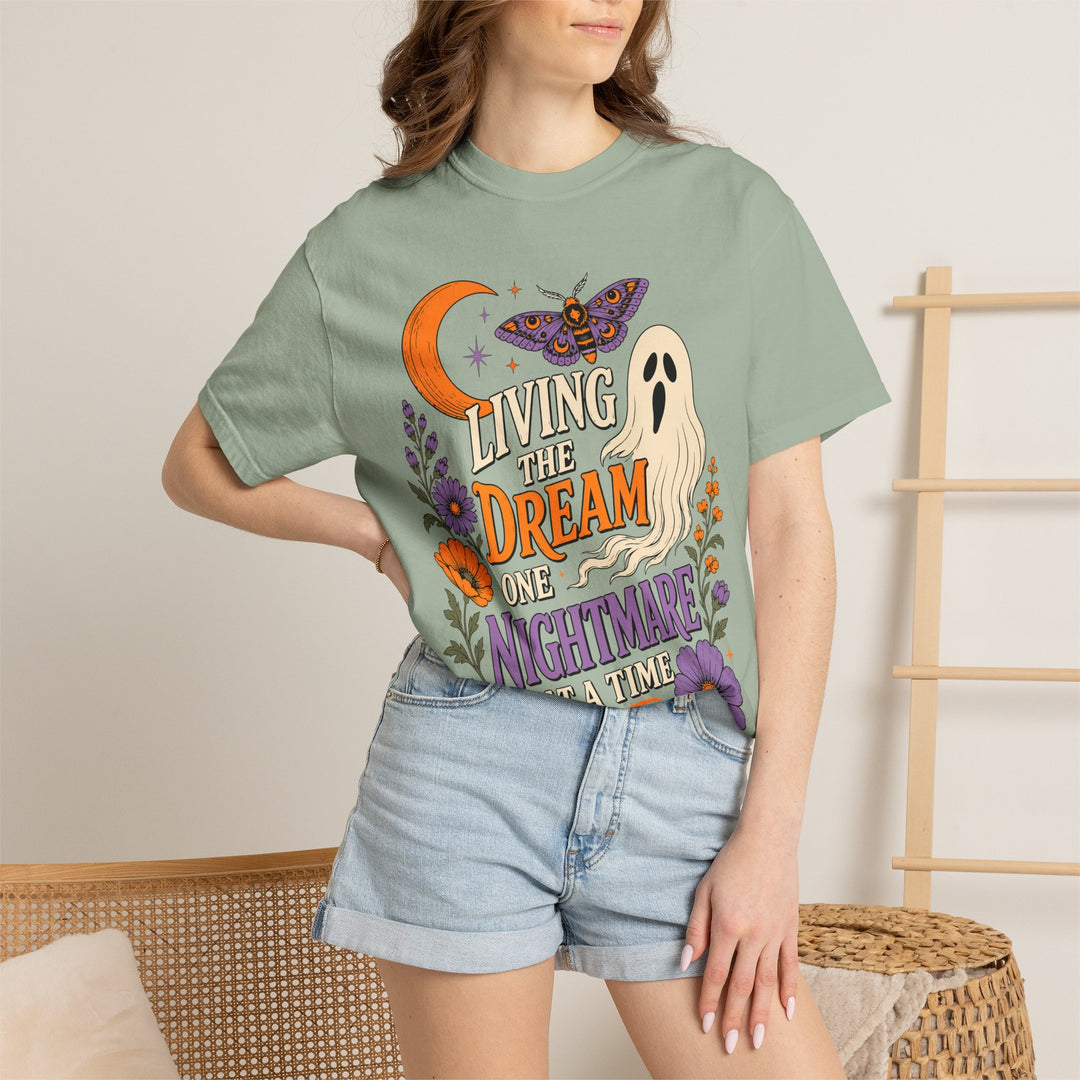 Living the Dream One Nightmare at a Time Trendy Fall T-Shirt for Halloween Season