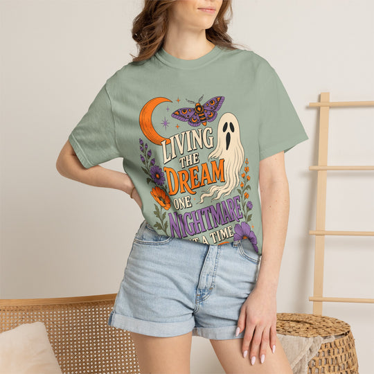 Living the Dream One Nightmare at a Time Trendy Fall T-Shirt for Halloween Season