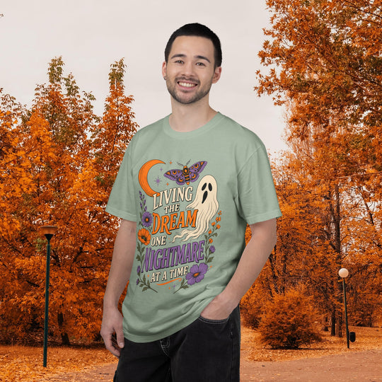 Living the Dream One Nightmare at a Time Trendy Fall T-Shirt for Halloween Season