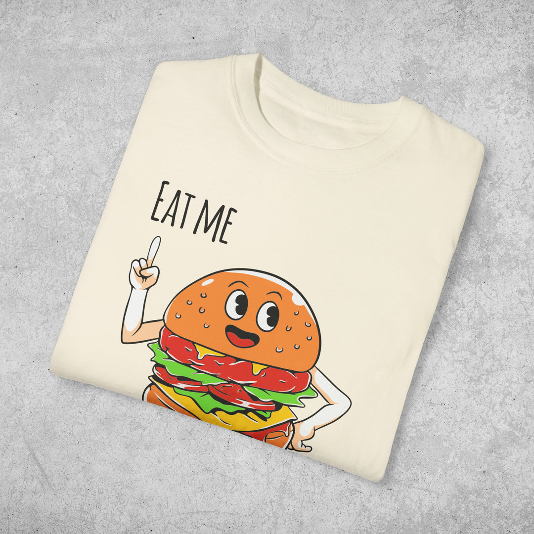 Retro Print 'Eat Me' T-shirt - Hamburger Graphic