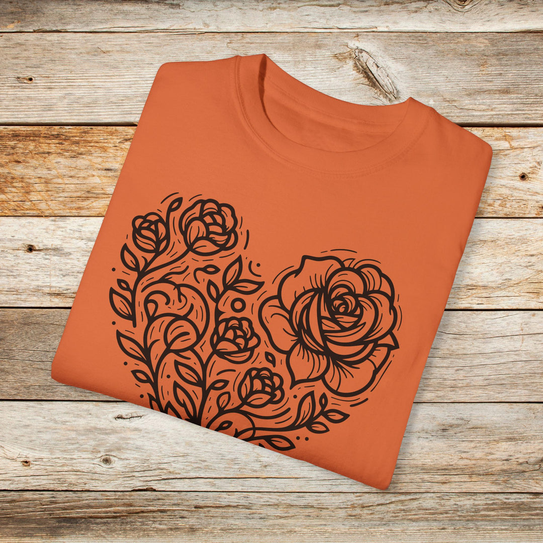 Blooming Heart Rose Graphic T-Shirt