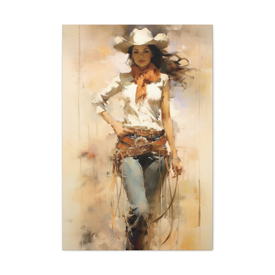 Cowgirl Print Vintage Western Art Oil Painting (v2)