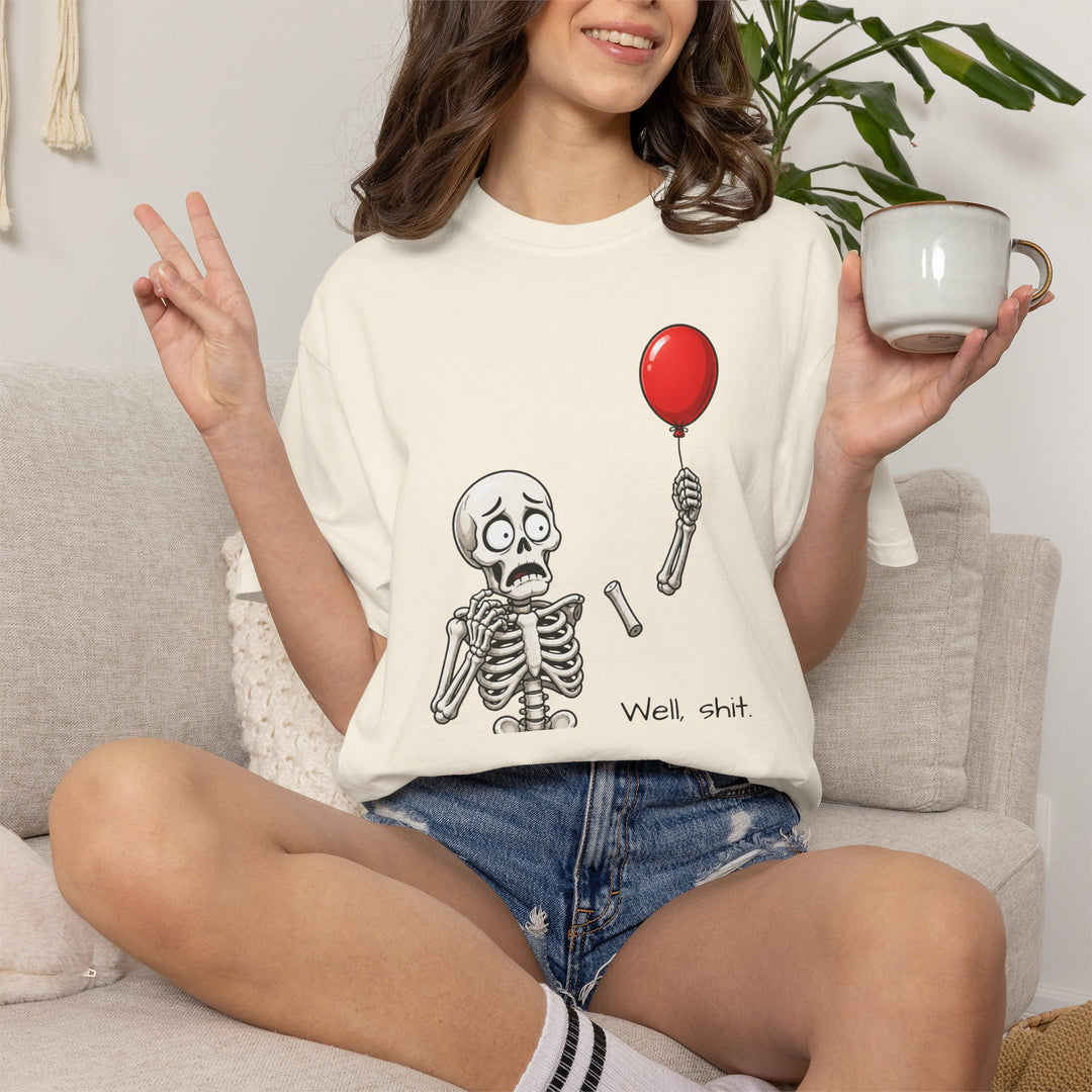 Funny Fall Skeleton and Balloon T-Shirt | Unisex Comfort Colors® Tee