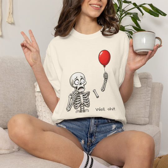 Funny Fall Skeleton and Balloon T-Shirt | Unisex Comfort Colors® Tee