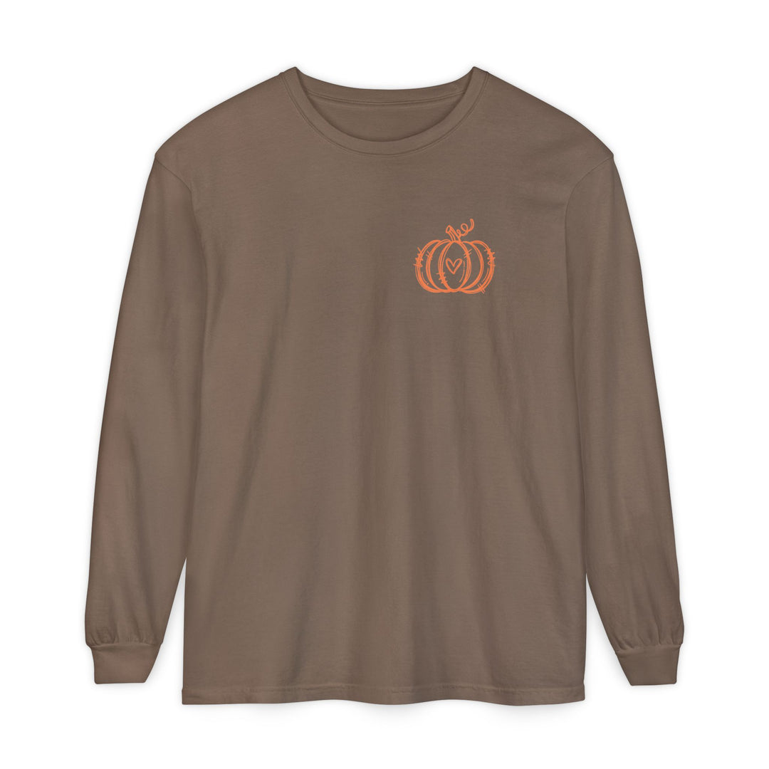 Hand-Drawn Pumpkin Long Sleeve T-Shirt | Pumpkin Sketch Shirt | Cute Fall Graphic Tee