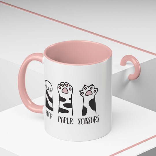 Cat Paw Rock Paper Scissors Mug | Funny Cat Lover Accent Coffee Mug | 11oz &amp; 15oz