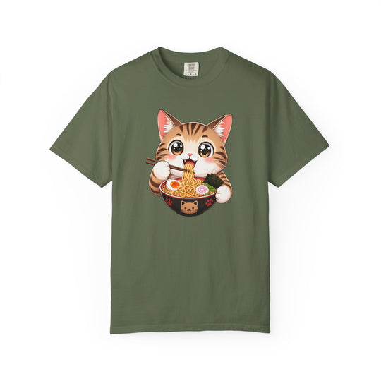 Cat Ramen Anime T-Shirt | Kawaii Cat Eating Ramen Noodles | Unisex Graphic Tee